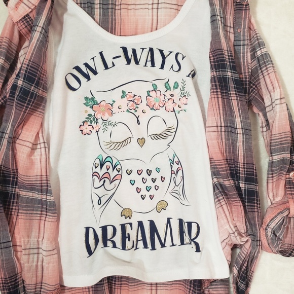 Beautees | Flannel Tie Knot Shirt Girl sz 6 - Picture 2 of 3